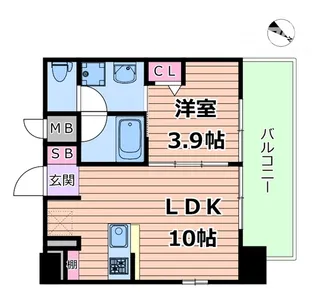 ジオエント梅田北リバーフロント【10階】の間取り