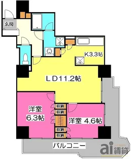 コンセールタワー所沢【6階】の間取り