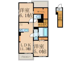 コスモスA【2階】の間取り