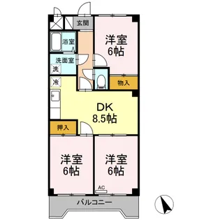 サザンハピネス【6階】の間取り