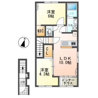 仮)那珂市菅谷字大木内新築アパート【2階】の間取り