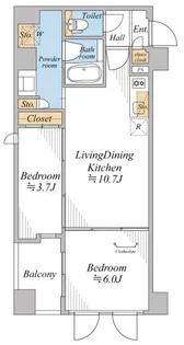 プレミアムフラット横濱紅葉坂【6階】の間取り