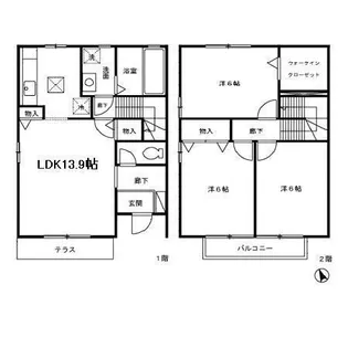 キャトルスクアール本宮 Bの間取り