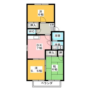 ホワイト・ローヌA【1階】の間取り