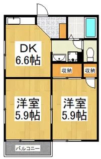 ローズウエストB【2階】の間取り