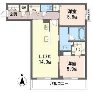オースピシャス大安寺【3階】の間取り