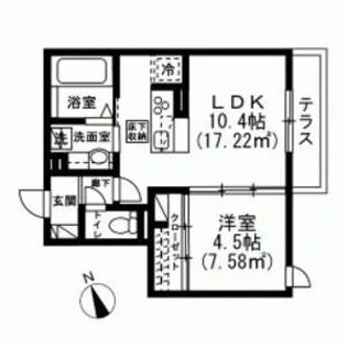 ソレイユ調布【1階】の間取り