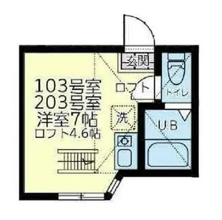ユナイト汐入ギャスパー(左)【1階】の間取り