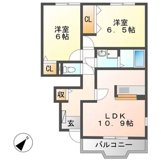 グリシーヌ B【1階】の間取り