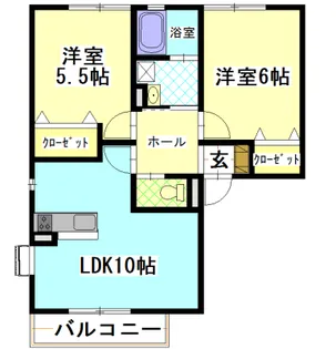 サンビレッジコスモスA棟【2階】の間取り