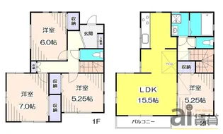 東京都東久留米市学園町1【一戸建】の間取り