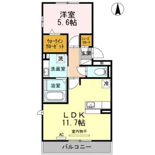 ルミエールこがねII B棟【1階】の間取り