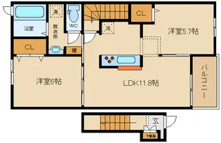 大阪府羽曳野市高鷲7【アパート】の間取り