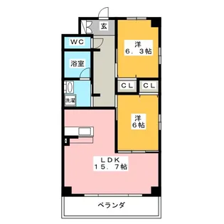 レジデンスタツミ三番館【5階】の間取り