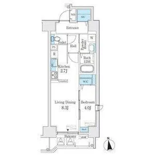 プレイズシード浄心【8階】の間取り