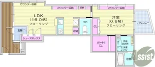 原町の長屋【3階】の間取り
