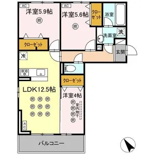 アークパルシモン【3階】の間取り