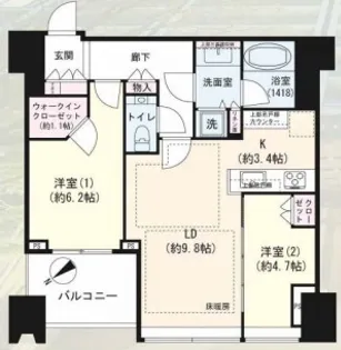 シティタワー麻布十番【12階】の間取り