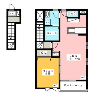 ハイツフォレスタ栗の木【2階】の間取り