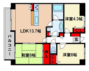 清喜スカイマンション二日市【2階】の間取り