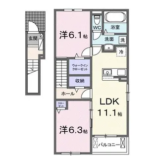 メグ・クレール B【2階】の間取り