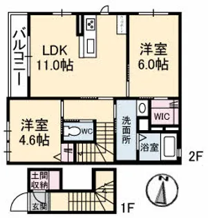 ラ・パルテール新屋敷III【2階】の間取り