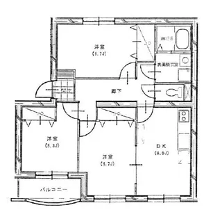 ホワイトヒルズ藤田【3階】の間取り