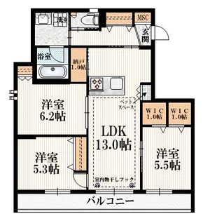 プエルタ デル ノルテ【3階】の間取り