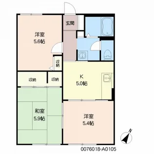 ディアス大王谷【1階】の間取り