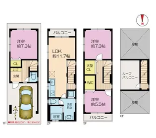 大阪府大阪市城東区東中浜6【一戸建】の間取り