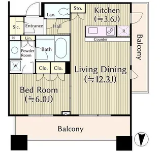 テラス渋谷美竹【12階】の間取り