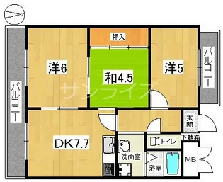 アーバン北田【6階】の間取り