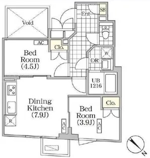 BRICK RESIDENCE 目黒本町【4階】の間取り