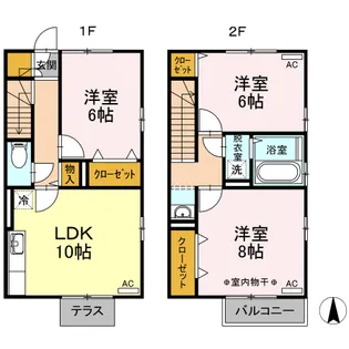 酒田市Droom ヴァイスグランモアA【3LDK】【1階】の間取り