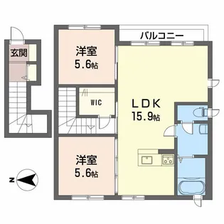 メゾンソレイユ【2階】の間取り