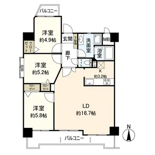 ユニーブル弥生【6階】の間取り