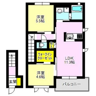 ラフィーネ上中居【2階】の間取り