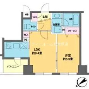 カスタリア北上野【14階】の間取り