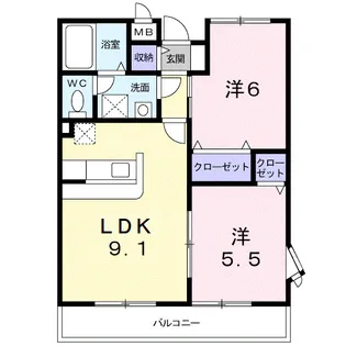 ノースインウィステリア【2階】の間取り