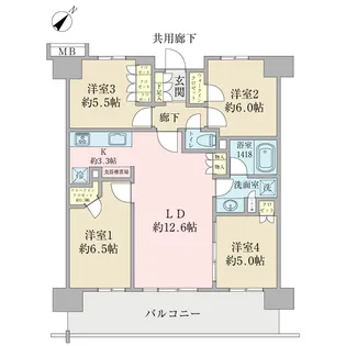 プレミアムレジデンス千葉県立美術館前【5階】の間取り