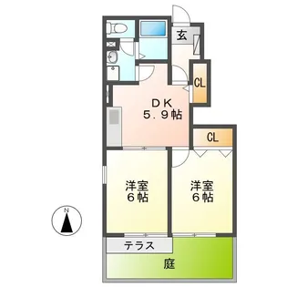 シャン.フォンテーヌ【1階】の間取り