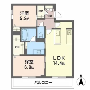 オースピシャス大安寺【2階】の間取り