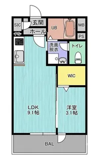 ブルーノート山王【4階】の間取り