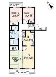 URシティハイツ調布小島町【1階】の間取り