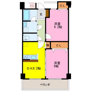カンファタブル北鬼江【2階】の間取り