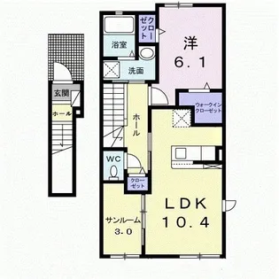 フリーダム白木III【2階】の間取り