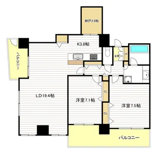 2SLDKの間取り画像