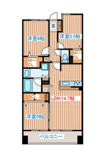 デュオヒルズ仙台花京院ザ・タワー【12階】の間取り