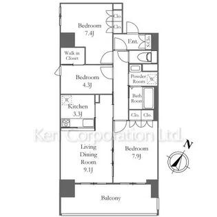 リーラ横浜川和町【8階】の間取り