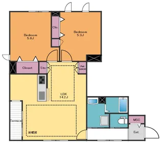 クレール21鷹番【1階】の間取り